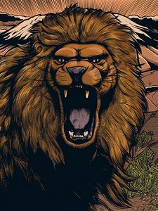Preview wallpaper lion, grin, art, mane, muzzle, spiteful