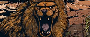 Preview wallpaper lion, grin, art, mane, muzzle, spiteful