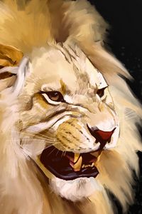 Preview wallpaper lion, grin, art, predator, king of beasts