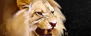 Preview wallpaper lion, grin, art, predator, king of beasts