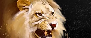 Preview wallpaper lion, grin, art, predator, king of beasts
