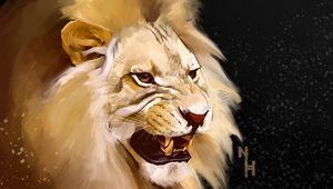 Preview wallpaper lion, grin, art, predator, king of beasts