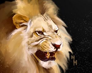 Preview wallpaper lion, grin, art, predator, king of beasts