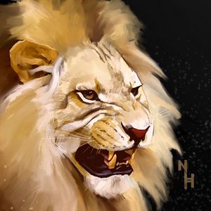 Preview wallpaper lion, grin, art, predator, king of beasts