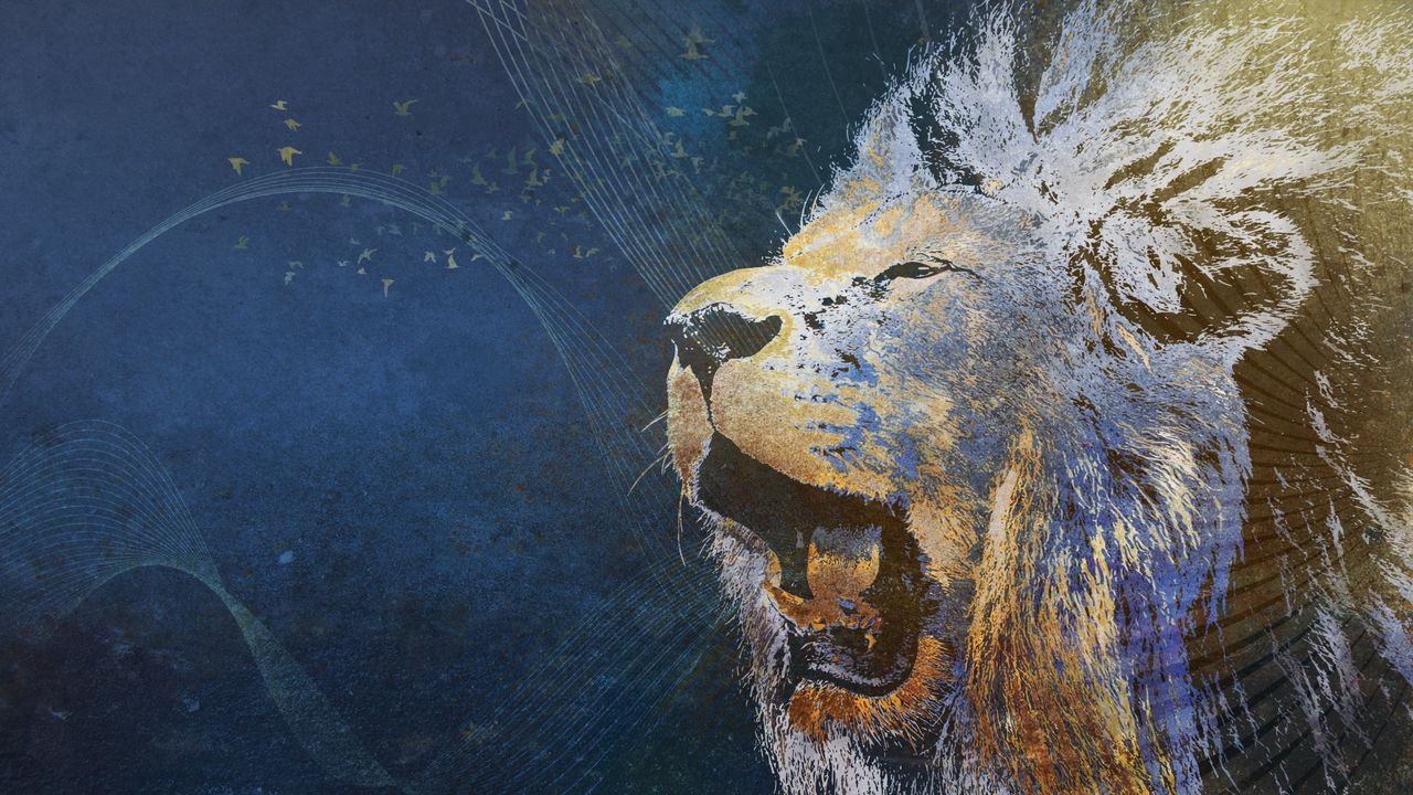 Wallpaper lion, grin, image, background