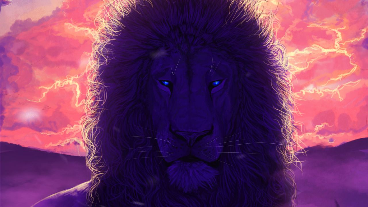 Wallpaper lion, king of beasts, art, muzzle, mane, glance