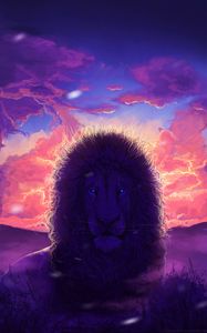Preview wallpaper lion, king of beasts, art, muzzle, mane, glance