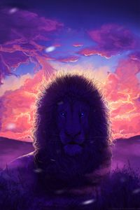Preview wallpaper lion, king of beasts, art, muzzle, mane, glance