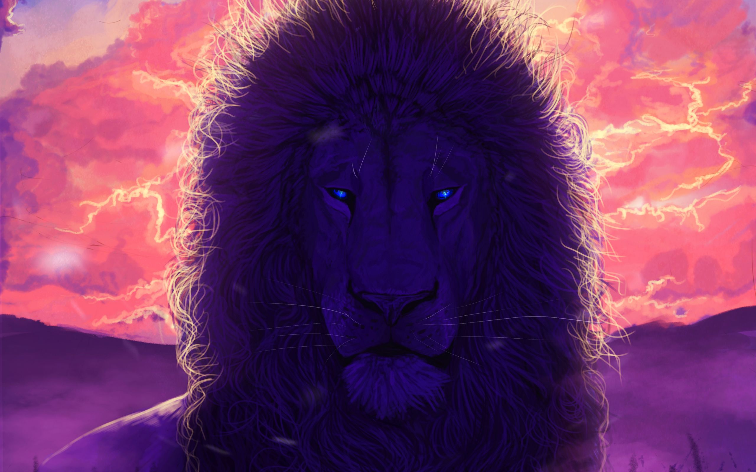 Download wallpaper 2560x1600 lion, king of beasts, art, muzzle, mane ...