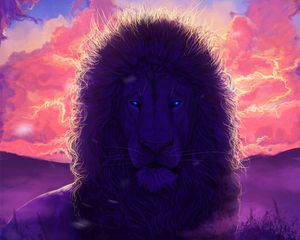 Preview wallpaper lion, king of beasts, art, muzzle, mane, glance