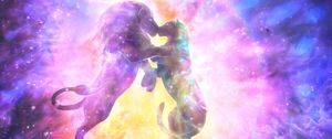 Preview wallpaper lion, lioness, kiss, silhouettes, space, starry sky