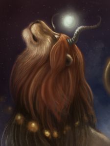 Preview wallpaper lion, mane, horns, fantasy, art