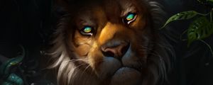 Preview wallpaper lion, muzzle, art, predator, sight