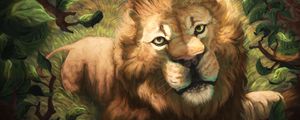 Preview wallpaper lion, muzzle, art, drawing, predator, king of beasts