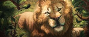 Preview wallpaper lion, muzzle, art, drawing, predator, king of beasts