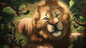 Preview wallpaper lion, muzzle, art, drawing, predator, king of beasts