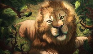 Preview wallpaper lion, muzzle, art, drawing, predator, king of beasts