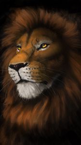 Preview wallpaper lion, muzzle, predator, glance, art