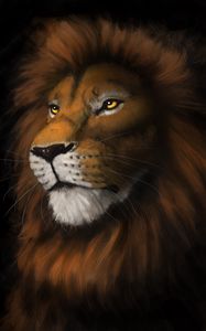 Preview wallpaper lion, muzzle, predator, glance, art
