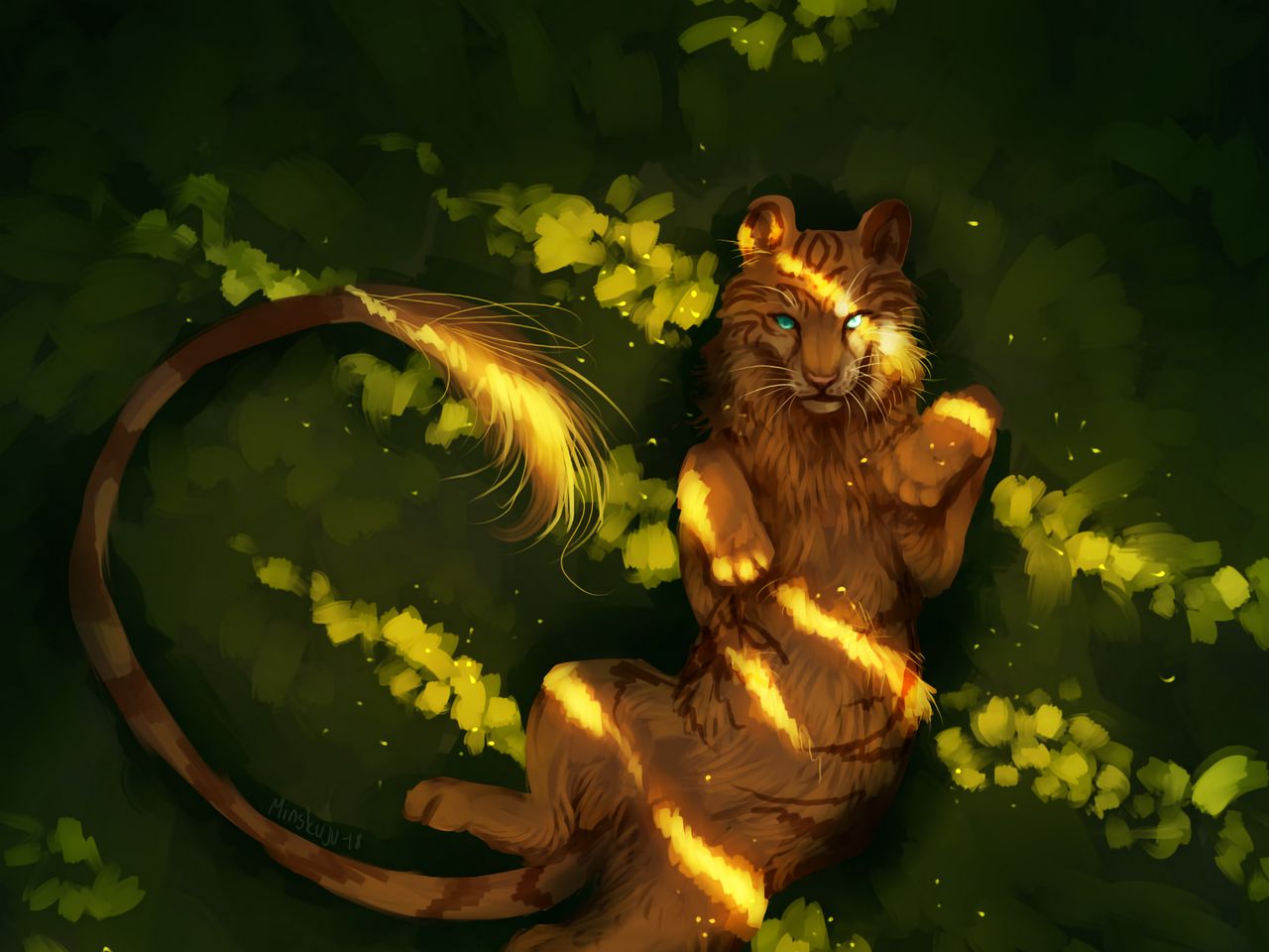 1280x960 Wallpaper lion, predator, art, lies