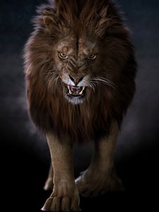 Preview wallpaper lion, predator, big cat, fangs, glance