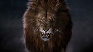 Preview wallpaper lion, predator, big cat, fangs, glance
