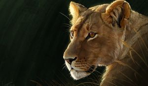 Preview wallpaper lioness, big cat, predator, glance, art