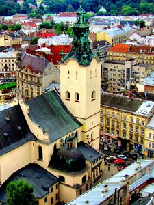 Preview wallpaper lions, cathedral, church, holy places, holy, city, ukraine