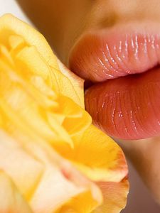 Preview wallpaper lips, flower, yellow, pink, tender