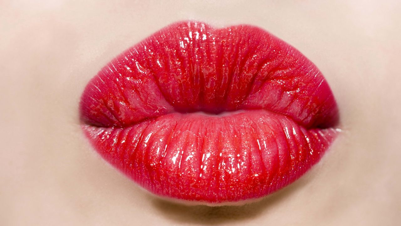 Wallpaper lips, girl, lipstick, kiss