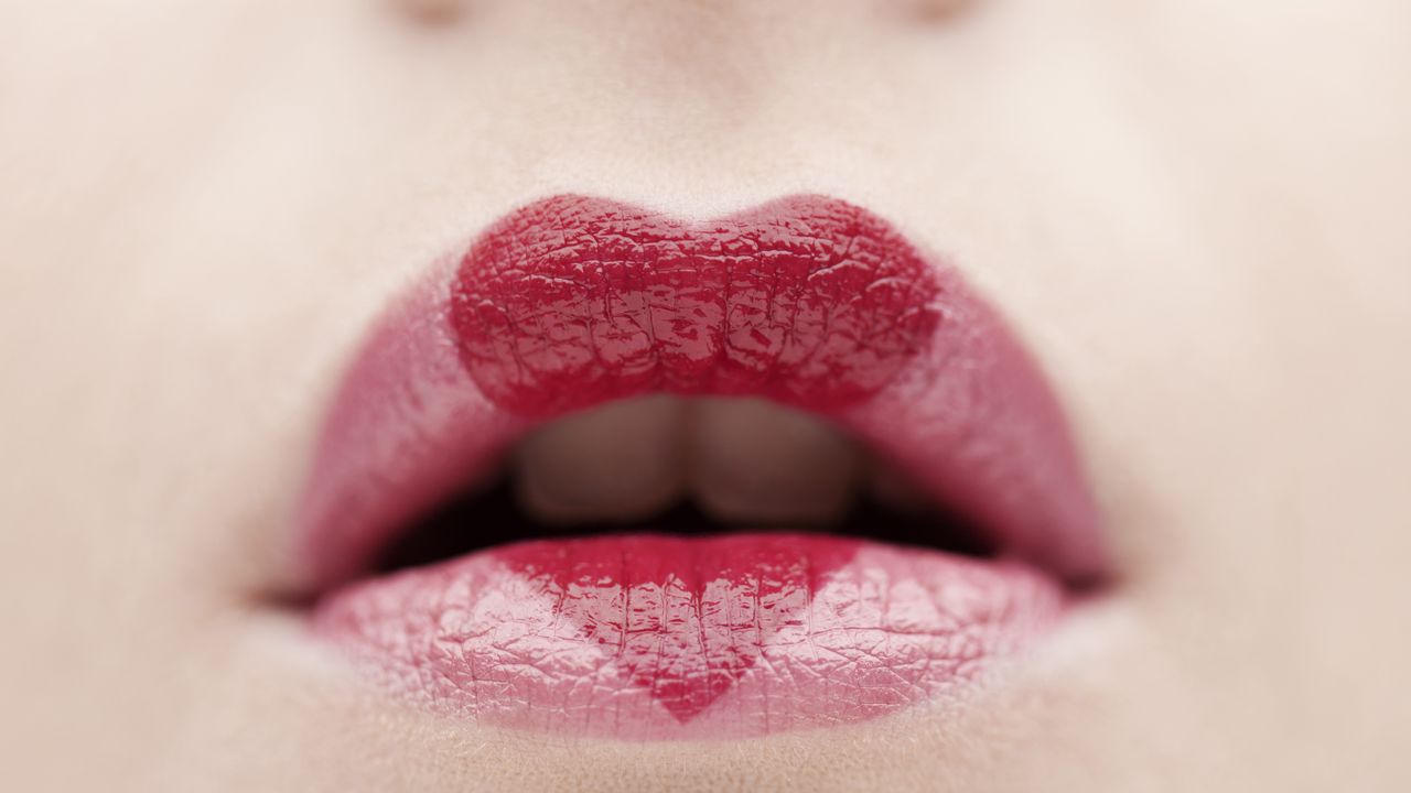 Wallpaper lips, lipstick, heart, emotion, mood