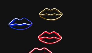 Preview wallpaper lips, neon, colorful, glow, dark