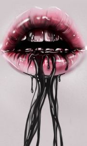 Preview wallpaper lips, paint, liquid, dark, teeth