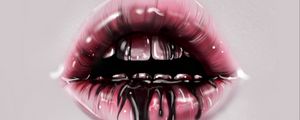 Preview wallpaper lips, paint, liquid, dark, teeth