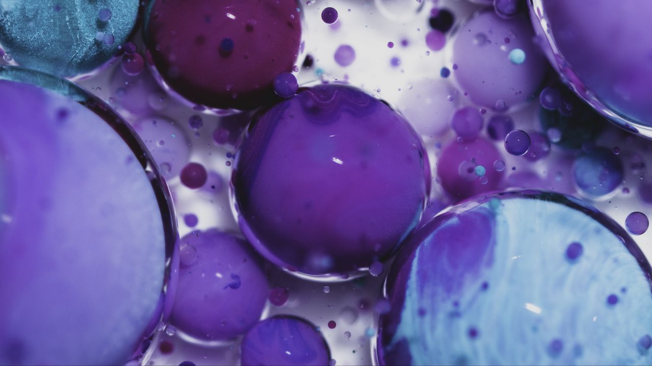 Wallpaper liquid, balls, purple, blue, macro