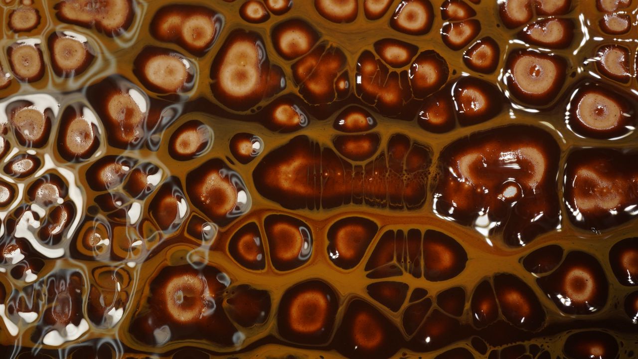 Wallpaper liquid, bubbles, abstraction, brown