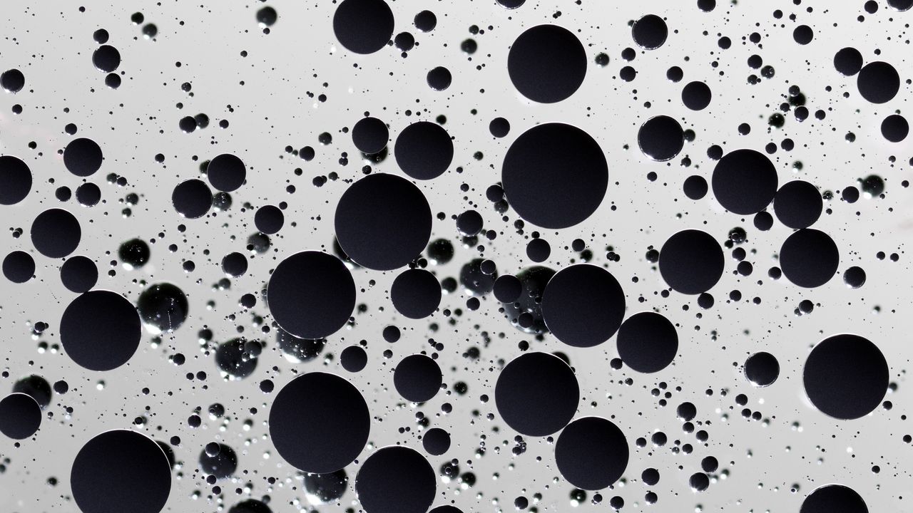 Wallpaper liquid, bubbles, abstraction, black and white