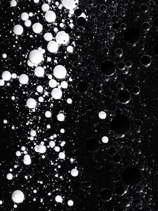 Preview wallpaper liquid, bubbles, abstraction, black and white, black