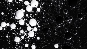 Preview wallpaper liquid, bubbles, abstraction, black and white, black