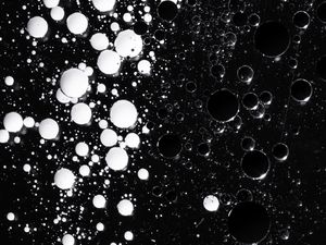 Preview wallpaper liquid, bubbles, abstraction, black and white, black