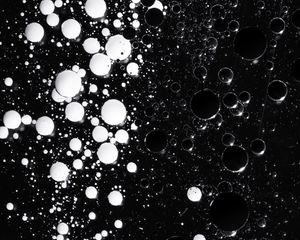 Preview wallpaper liquid, bubbles, abstraction, black and white, black