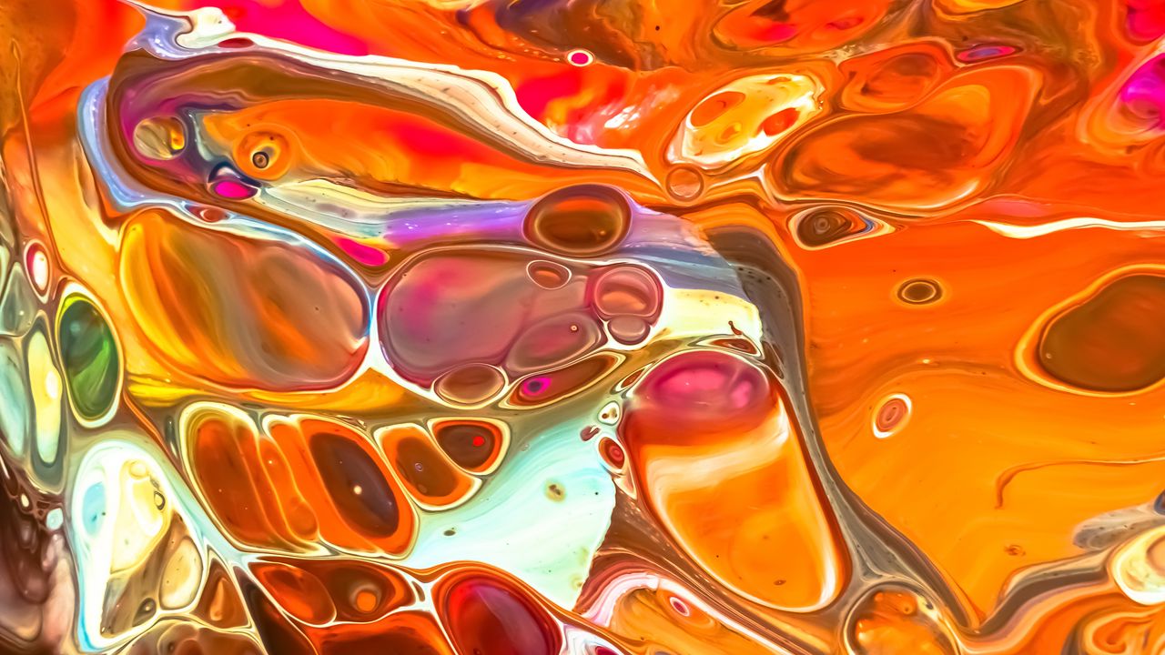 Wallpaper liquid, bubbles, abstraction, colorful