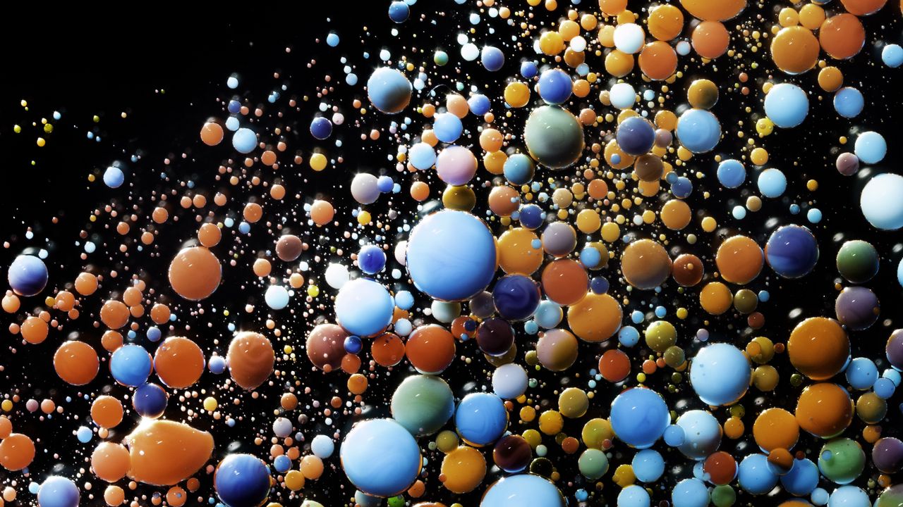 Wallpaper liquid, bubbles, colorful, abstraction