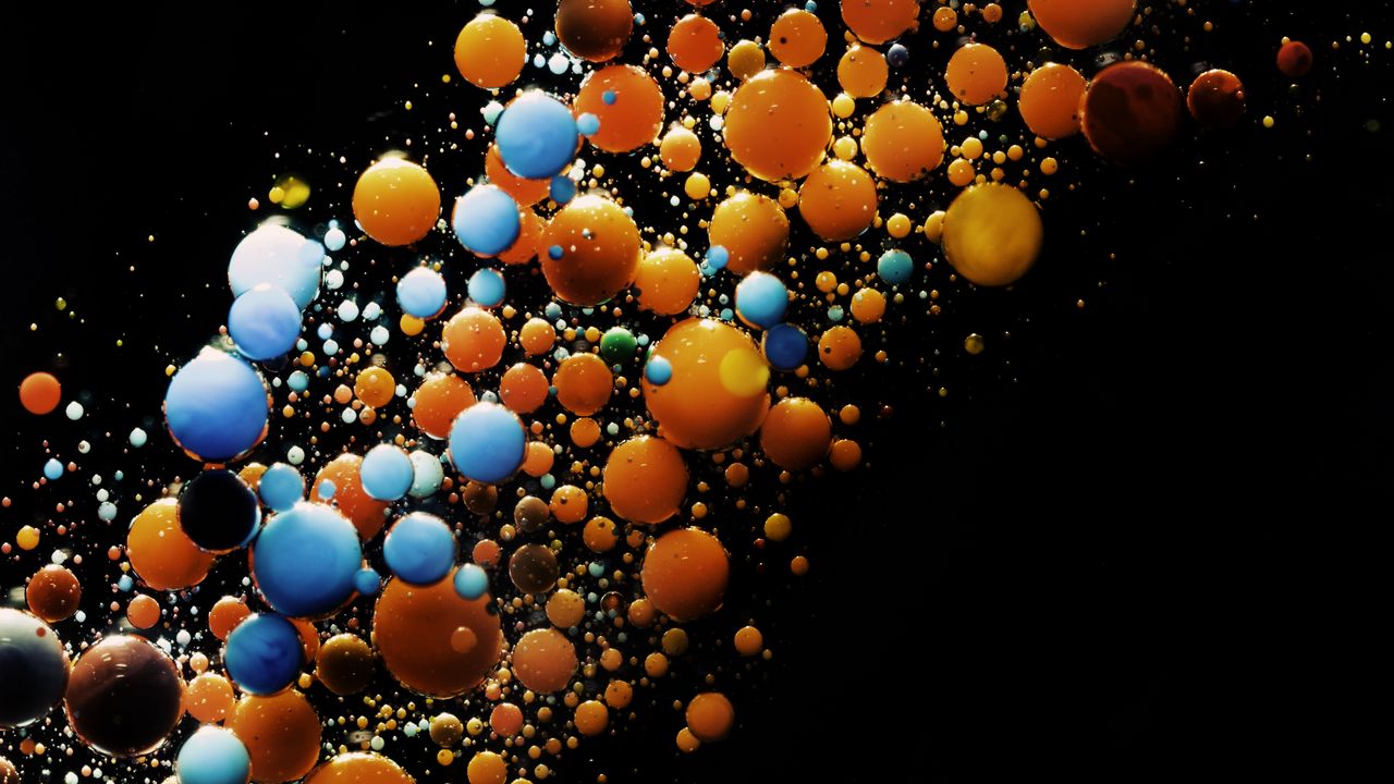 Wallpaper liquid, bubbles, colorful, bright, abstraction