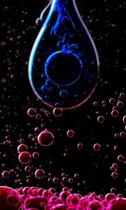 Preview wallpaper liquid, bubbles, drops, abstraction, pink, blue