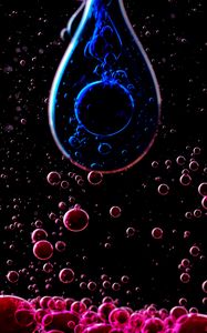 Preview wallpaper liquid, bubbles, drops, abstraction, pink, blue