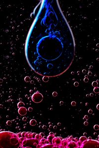Preview wallpaper liquid, bubbles, drops, abstraction, pink, blue
