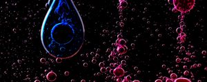 Preview wallpaper liquid, bubbles, drops, abstraction, pink, blue