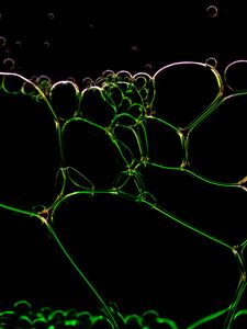 Preview wallpaper liquid, bubbles, glare, green, macro