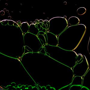 Preview wallpaper liquid, bubbles, glare, green, macro